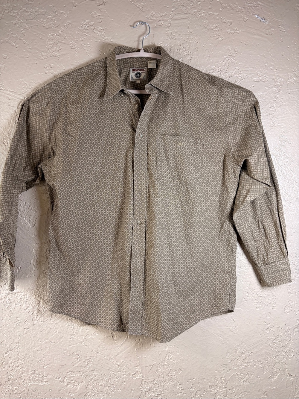 Resistol Rodeo Gear Mens Large Beige/brown Western Cowboy Button Up Shirt